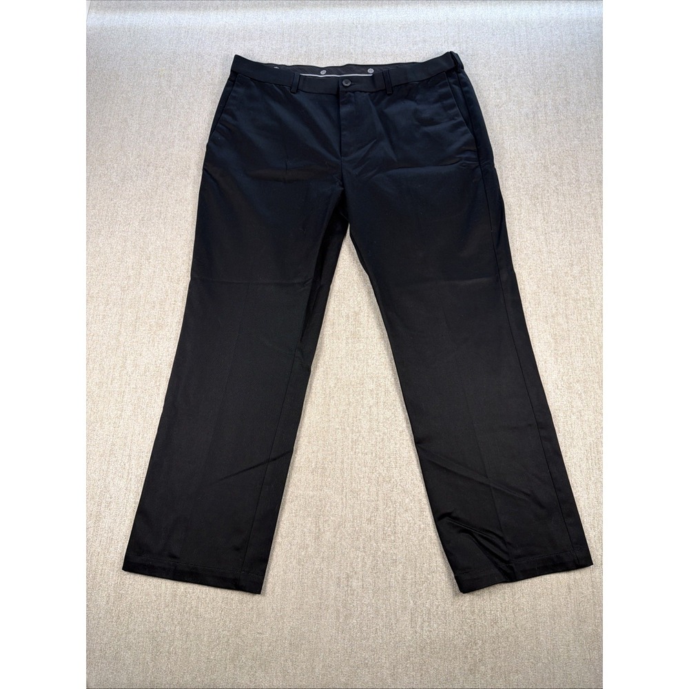 Haggar Pants Men 38 x 30 Black Straight Fit Work to Weekend Cotton